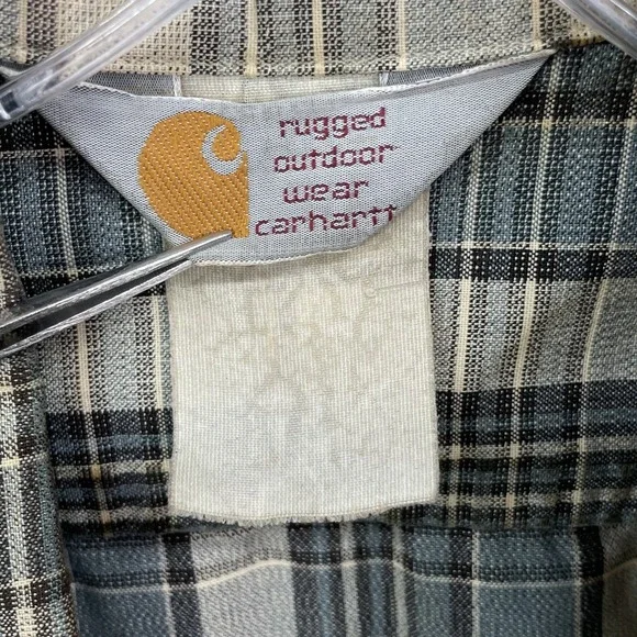 Vintage Carhartt Shirt Men'sXXL Plaid Rugged Outdoor Workwear Western Camp USA